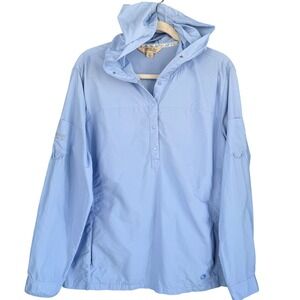 A8 Gander Mountain Womens‎ XL Blue TechUV UPF 30+ Hooded Sun Shirt Nylon Anorak
